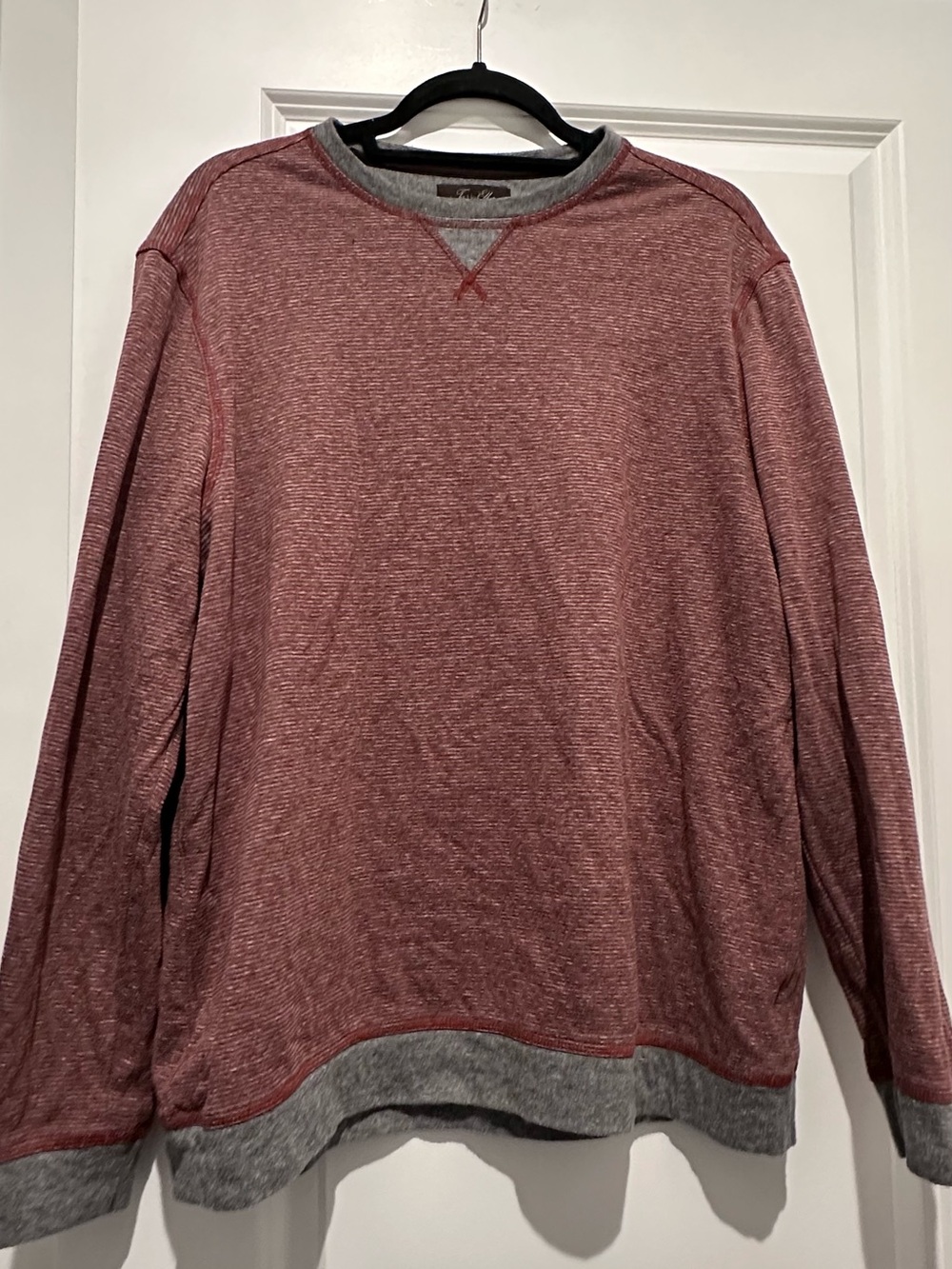 Tasso Elba Men's Red and Gray Striped Long Sleeve Shirt